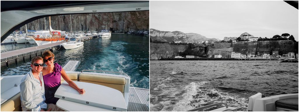 a couple on a boat in italy